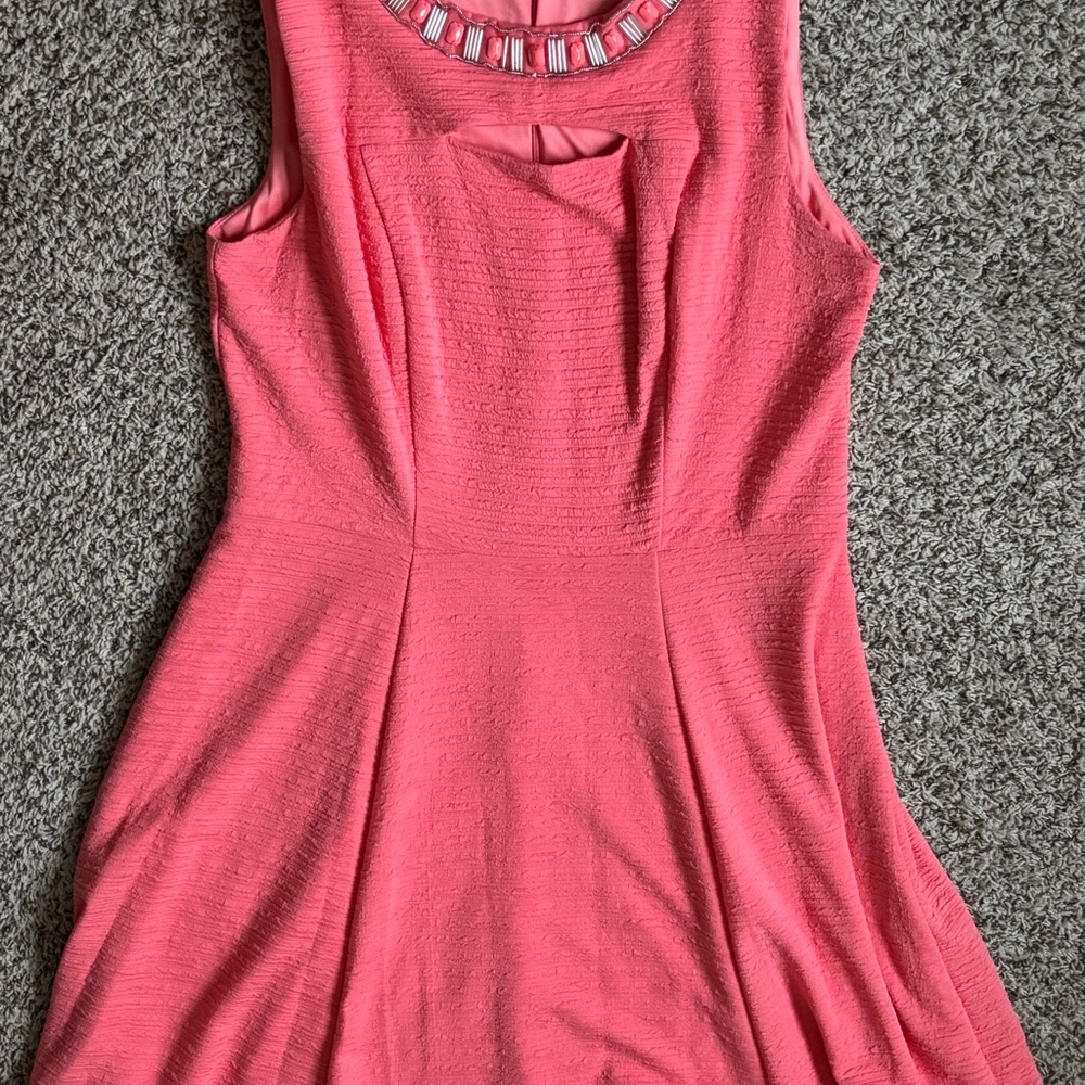 EUC Pink Sleeveless Studio One Dress with Embellished Neckline Plus Size 16
